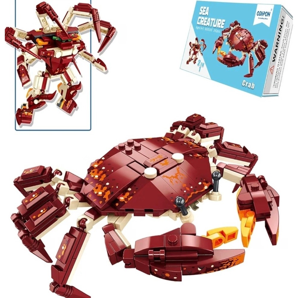 ODIPON Sea Creature 2-in-1 Crab Mecha Building Block Set 663019 242 Pcs New
